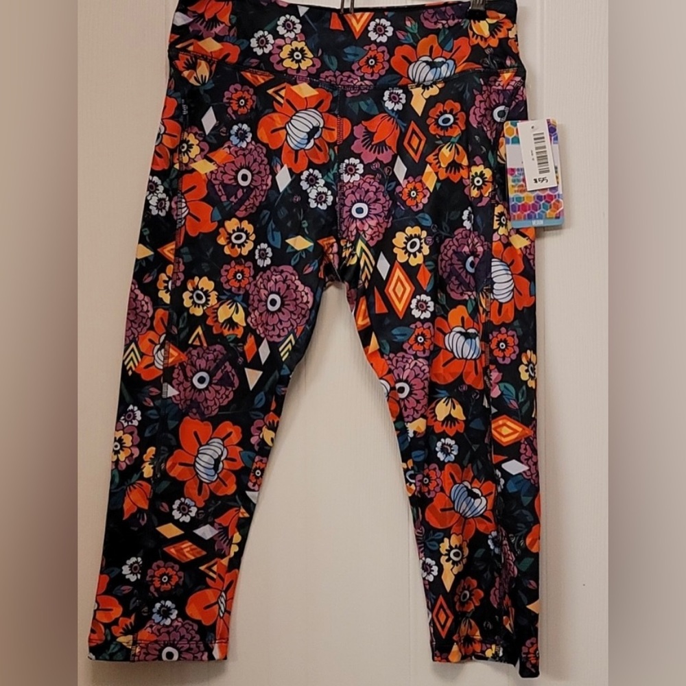 XL Lularoe Floral Jade Athletic Workout Capris